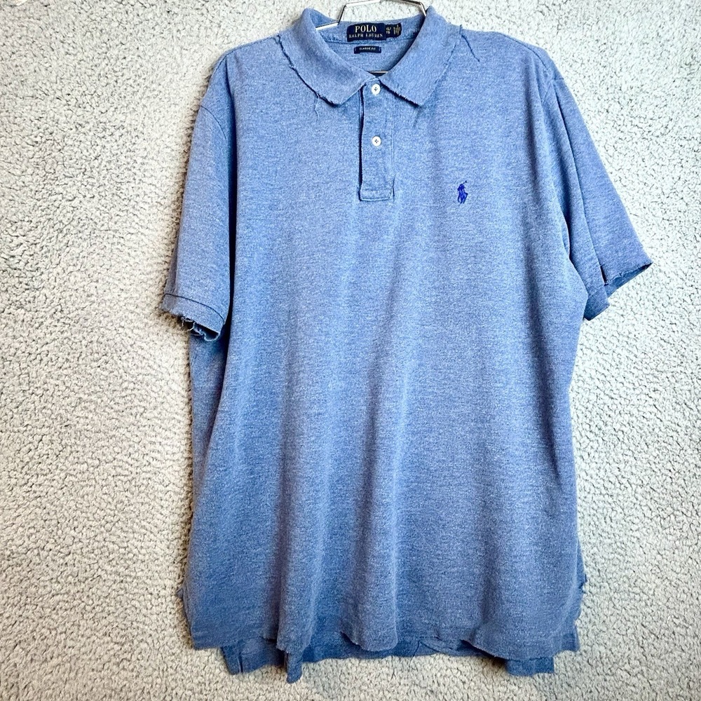 Vintage Polo Ralph Lauren Shirt XL Distressed Collar Custom Fit Prep Grunge Core